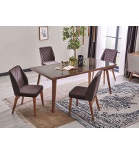Esstisch mit Stühlen, Massivholz, "Camilia", Tisch mit Glasplatte inkl. 6 Stühlen