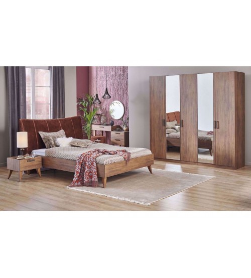 Kleiderschrank "Claudia", 5 Türe oder 6 Türen, 250 cm oder 300 cm, braunes Holzdekor